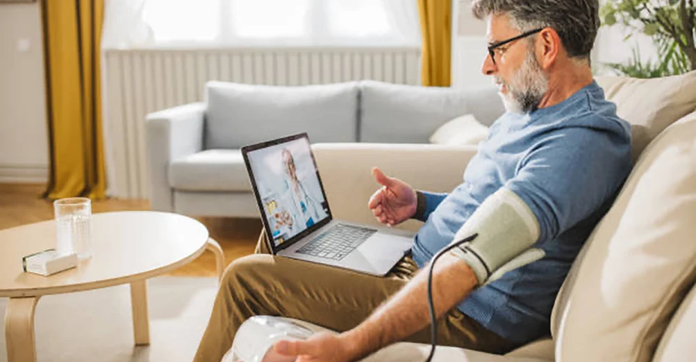 Doctor appointment at home using laptop